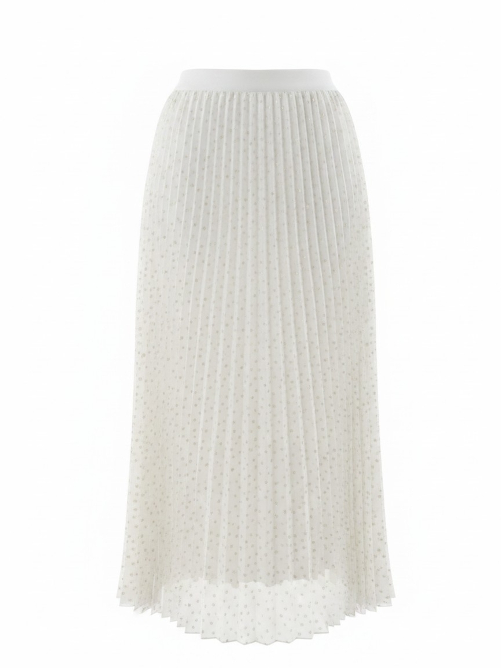 Vince Camuto White Pleated Polka Dot Maxi Skirt Size L EUC Chic Flowy - Picture 3 of 8